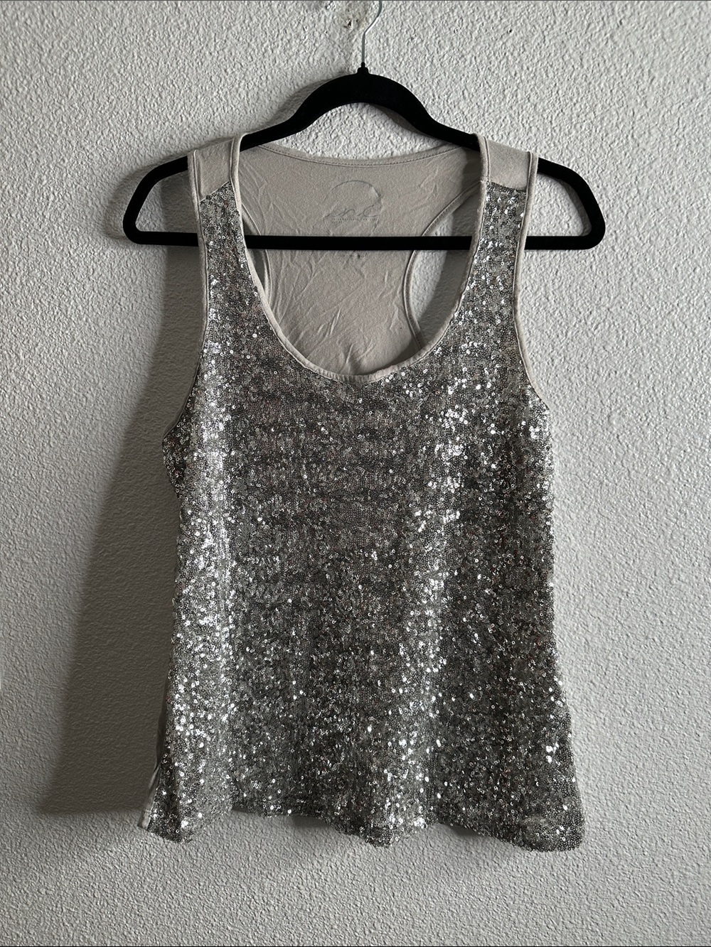 Inc Silver Sequin Tank Top - Women size MP